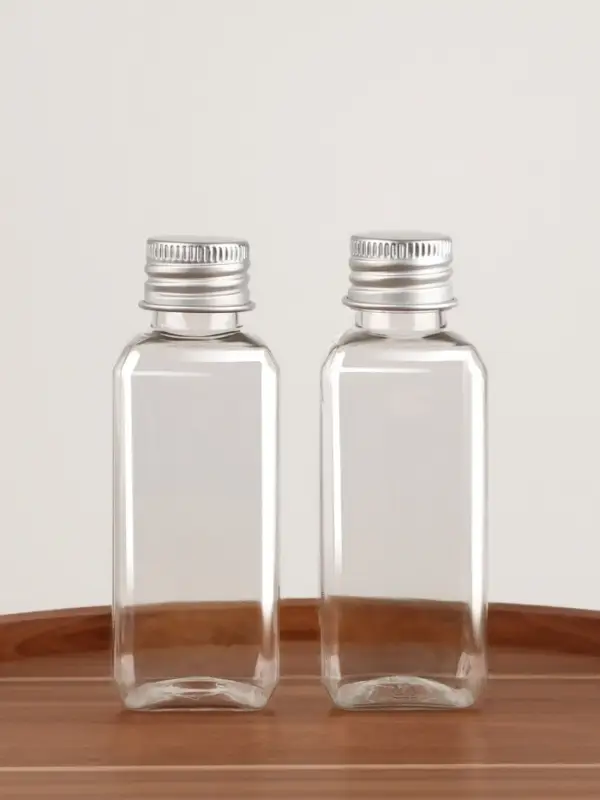 Набор для хранения, 2 бутылочки по 50 мл, 9 &times; 3 см, цвет серебристый/прозрачный