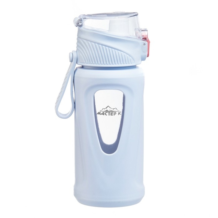 Бутылка для воды, 400 мл, 19.5 х 7 х 5.2 см, стеклянная, голубая Бутылка для воды, 400 мл, 19.5 х 7 х 5.2 см, стеклянная, голубая