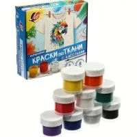 Краска по ткани акриловые, набор 9 цветов * 15 мл, с блёстками + классические