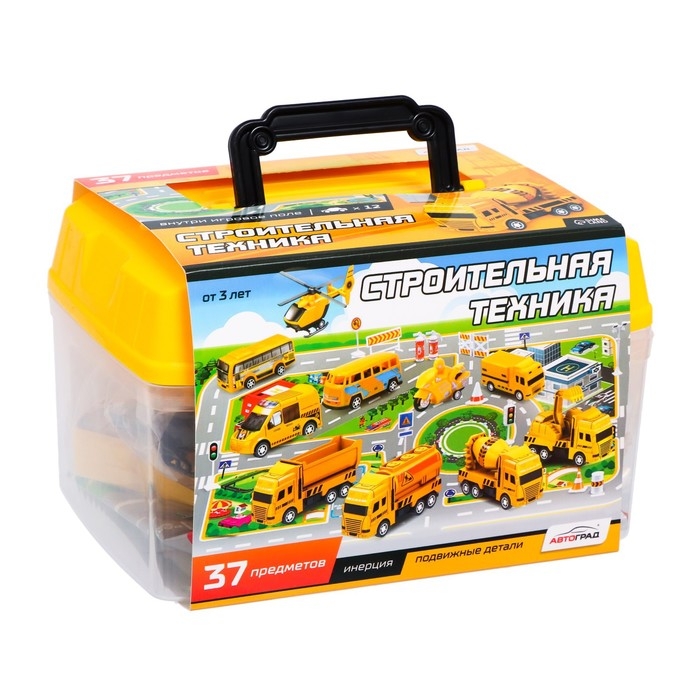 Набор игровой «Строительная техника», машинки 12 штук, дорожные знаки, игровое поле Набор игровой «Строительная техника», машинки 12 штук, дорожные знаки, игровое поле