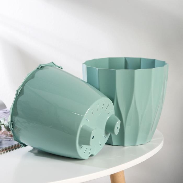 Кашпо для цветов со вставкой «Флюте», 3 л, цвет нефрит