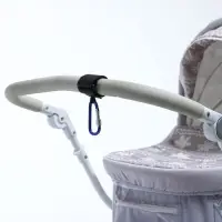 Крючок карабин для сумок на коляску, на липучке, синий