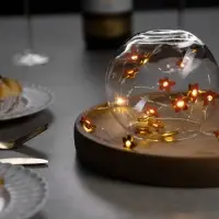 Гирлянда &laquo;Нить&raquo; 2 м роса с насадками &laquo;Цветок&raquo;, IP20, серебристая нить, 20 LED, батарейки ААх2 (нет в комплекте), свечение тёплое белое