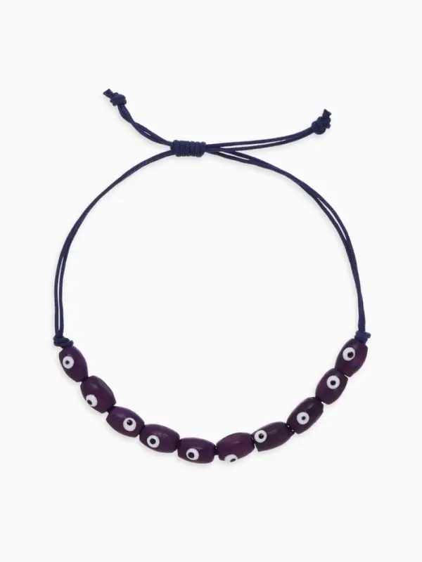 Браслет-оберег &laquo;Глазки&raquo;, деревянные рисинки, d=7.5 см, синий