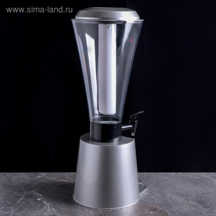 Башня пивная «Металлик», 3 л, колба с подсветкой, 2 батарейки, цвет серебристый Башня пивная «Металлик», 3 л, колба с подсветкой, 2 батарейки, цвет серебристый
