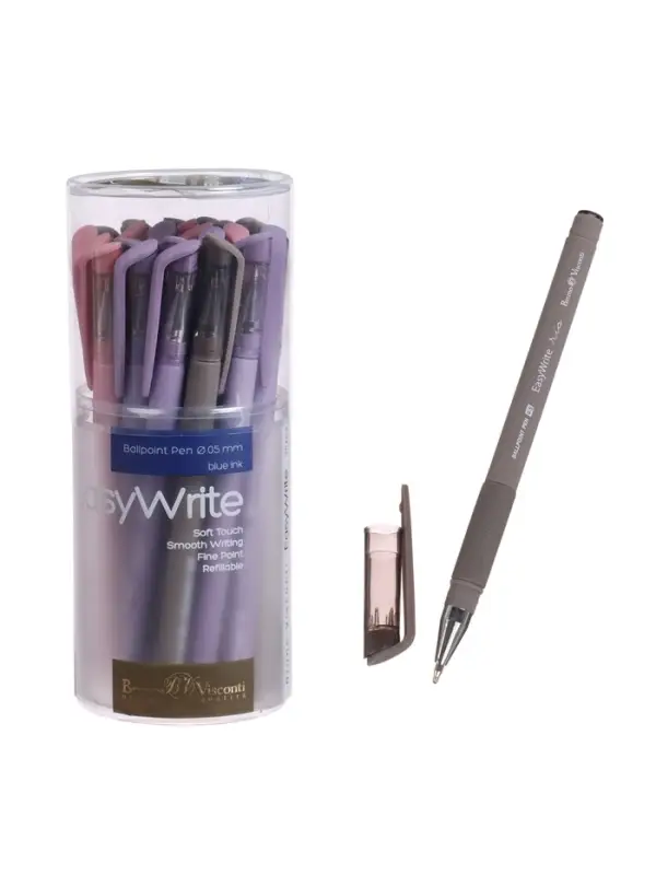 Ручка шариковая BrunoVisconti. EasyWrite. RIO, синий стержень, узел 0.5 мм, резиновый упор, МИКС