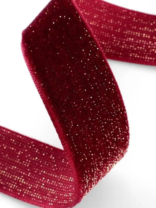 Лента бархатная, с золотым люрексом, 20 мм, 18&plusmn;1 м, бордовая №46