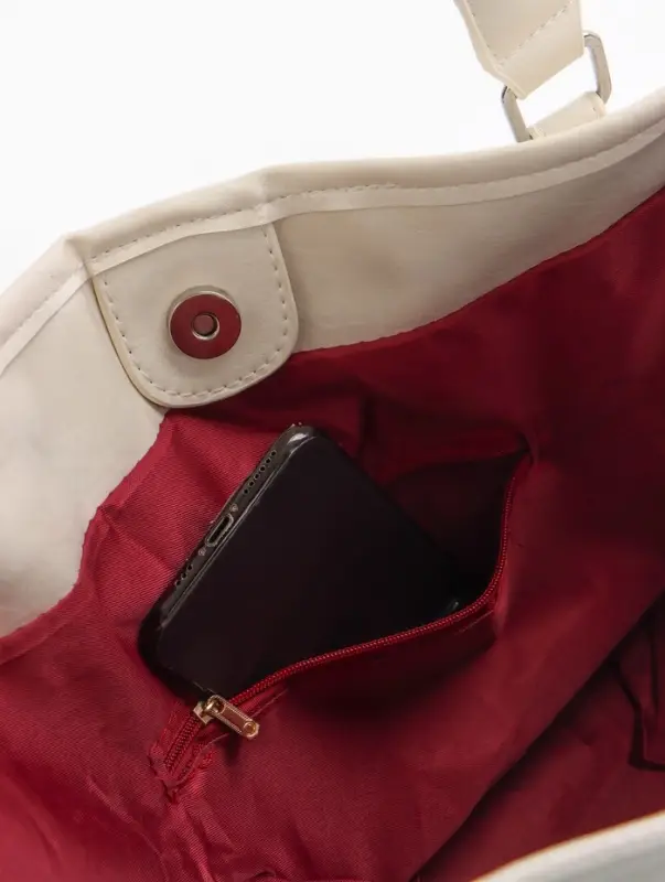 Сумка - шоппер женская на молнии, 44&times;10&times;29 см, однотонная, белая