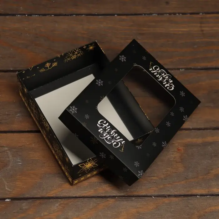 Коробка складная, крышка - дно, с окном «Новогодняя ночь» 16.5×12.5×5.2 см Коробка складная, крышка - дно, с окном «Новогодняя ночь» 16.5×12.5×5.2 см