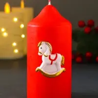 Свеча новогодняя пеньковая "Лошадка" 6х6х8 см