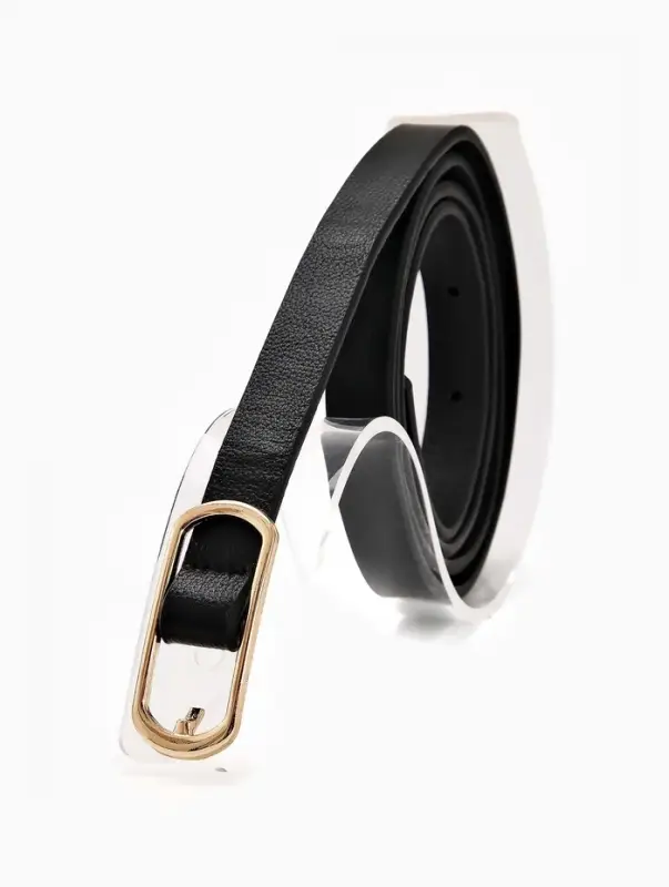 Ремень женский тонкий, 110&times;1.5 см, золотистая пряжка металл, чёрный