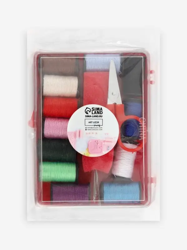 Швейный набор, 18 предметов, в пластиковой коробке, 9.5&times;7&times;2.5 см