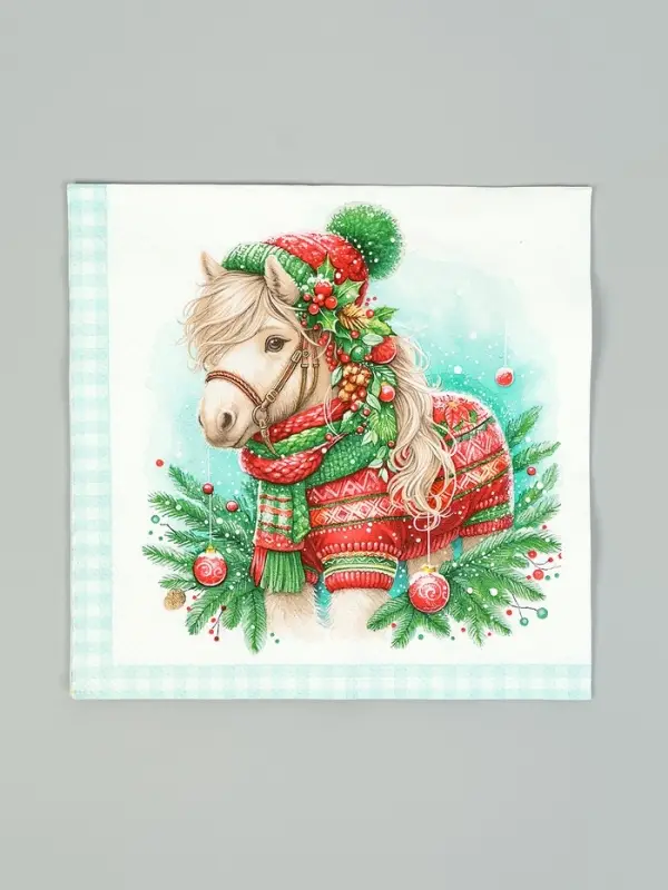 Салфетки бумажные трёхслойные «Новогодний пони», 33х33, 20шт Салфетки бумажные трёхслойные «Новогодний пони», 33х33, 20шт
