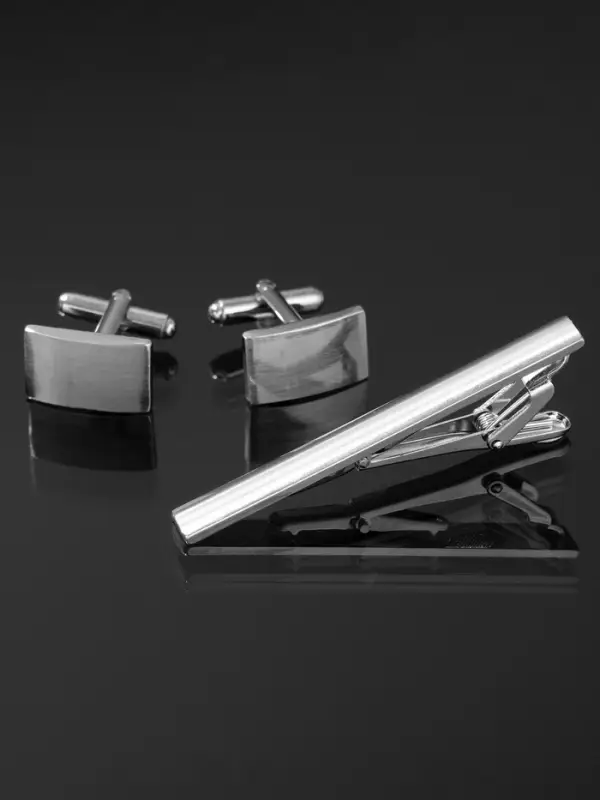 Набор мужской &laquo;Запонки + Зажим для галстука&raquo;, классика, цвет серебро