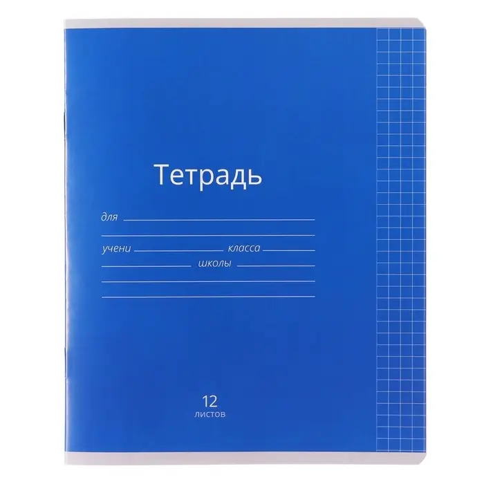 Тетрадь 12 листов в клетку Calligrata &laquo;Однотонная Классика яркая&raquo;, обложка мелованная бумага, ВД-лак, блок офсет, белизна 95%, МИКС