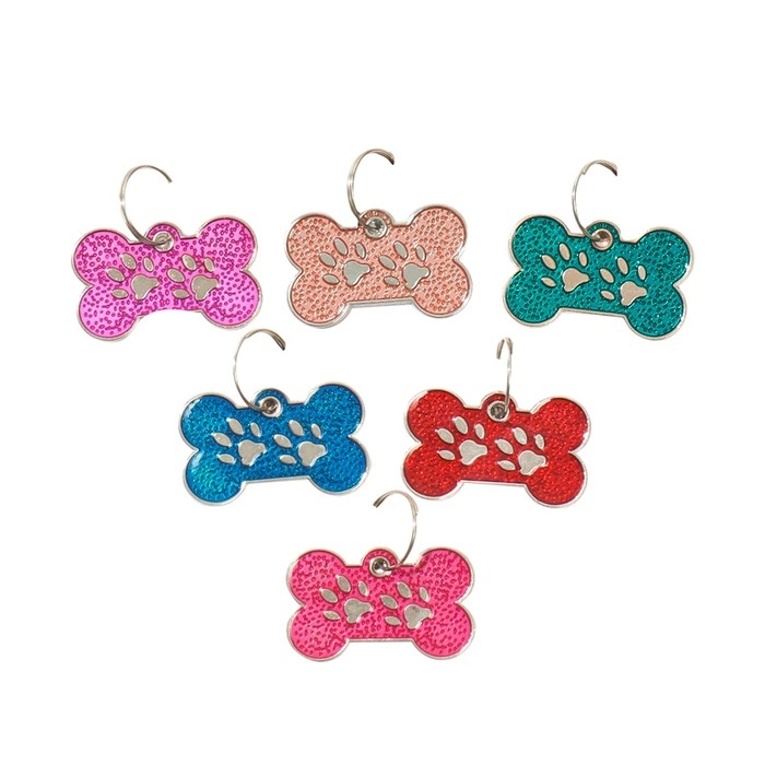 Адресник под гравировку  Адресник под гравировку "Косточка с лапками", 3 х 1,5 см, фасовка по 6 шт, микс цветов