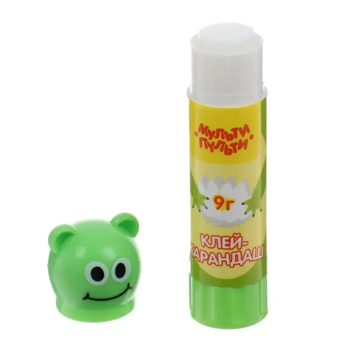 Клей-карандаш PVP 9 г Мульти-Пульти Клей-карандаш PVP 9 г Мульти-Пульти "Зверята: Свинка, Лягушка, Белый медведь", колпачок в форме животного