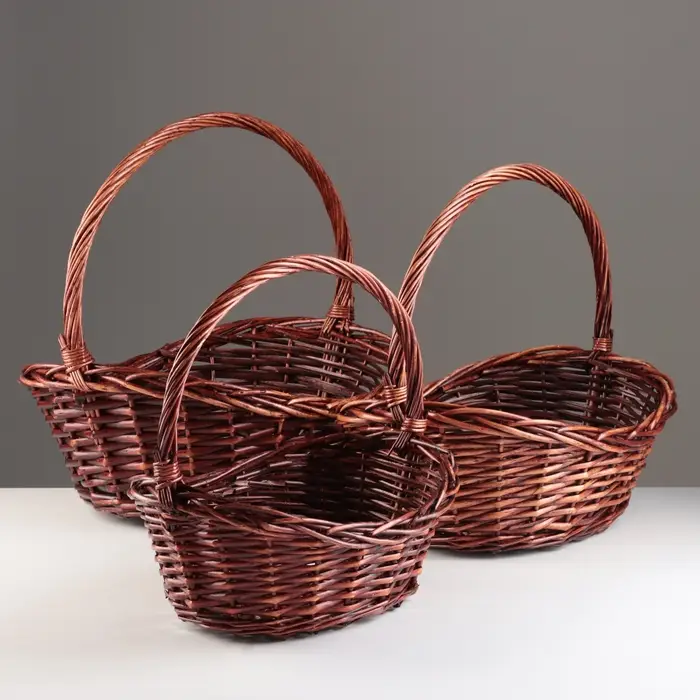 Набор корзин из 3 шт, 48x35xH13/18/40 см, 40x30xH12/16/35 см, 33x25xH10/14/29 см, ива