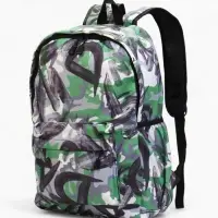 Рюкзак школьный на молнии, с карманами, с абстрактным принтом, размер 30&times;13&times;42 см, зелёный