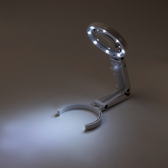 Лупа складная, с подставкой, линза 60,15мм, подсветка Лупа складная, с подставкой, линза 60,15мм, подсветка