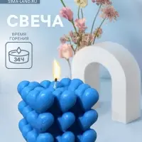 Свеча фигурная &laquo;Куб сердечки&raquo;, соевый воск, 6&times;6&times;6 см