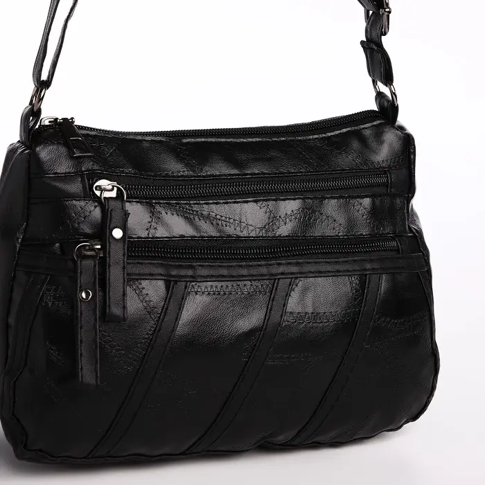 Сумка женская кросс-боди на молнии, 25&times;11&times;20 см, чёрная