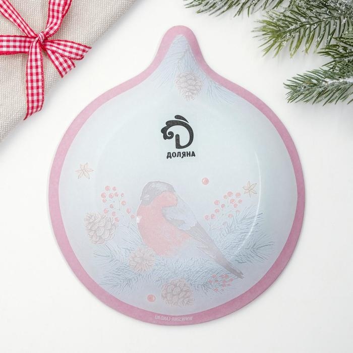 Тарелка стеклянная Дорого внимание «Снегирь», 15,4 х 18 см Тарелка стеклянная Дорого внимание «Снегирь», 15,4 х 18 см