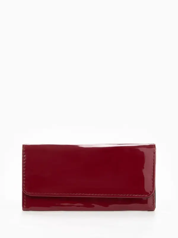 Кошелёк женский на магните, 19.5&times;2.5&times;9 см, лаковый, бордовый