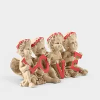 Фигурка декоративная &laquo;Ангелы с буквами любовь&raquo;, гипс, 13&times;7 см, слоновая кость