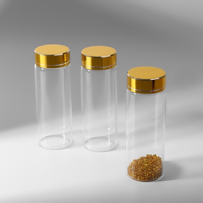 Баночки для хранения бисера, d = 3,7 × 10 см, 3 шт Баночки для хранения бисера, d = 3,7 × 10 см, 3 шт