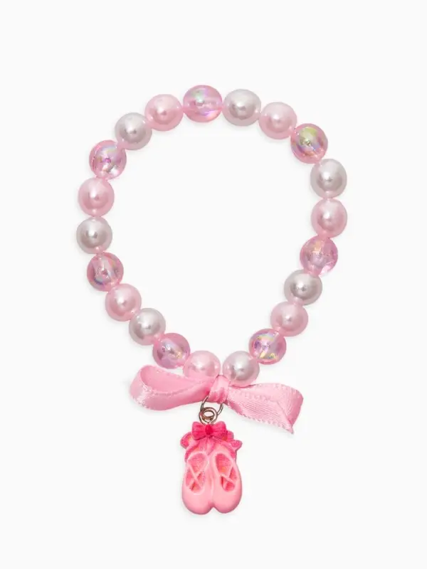Браслет детский Браслет детский "Выбражулька" пуанты, бант, жемчуг, цвет бело-розовый