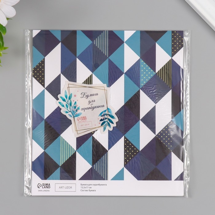 Бумага для скрапбукинга Бумага для скрапбукинга "Строгая геометрия" плотность 180 гр набор 10 шт 15,5х17 см