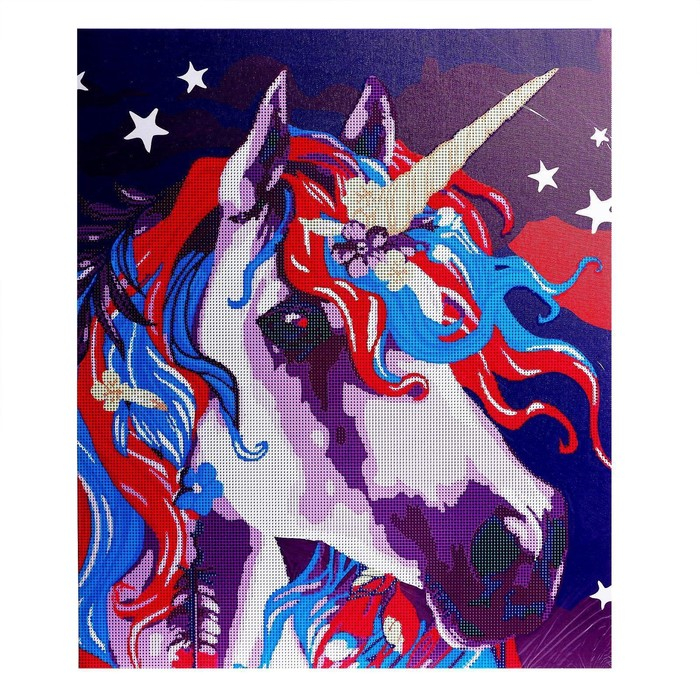 Алмазная мозаика с частичным заполнением на подрамнике «Единорог», 50 x 60 см Алмазная мозаика с частичным заполнением на подрамнике «Единорог», 50 x 60 см