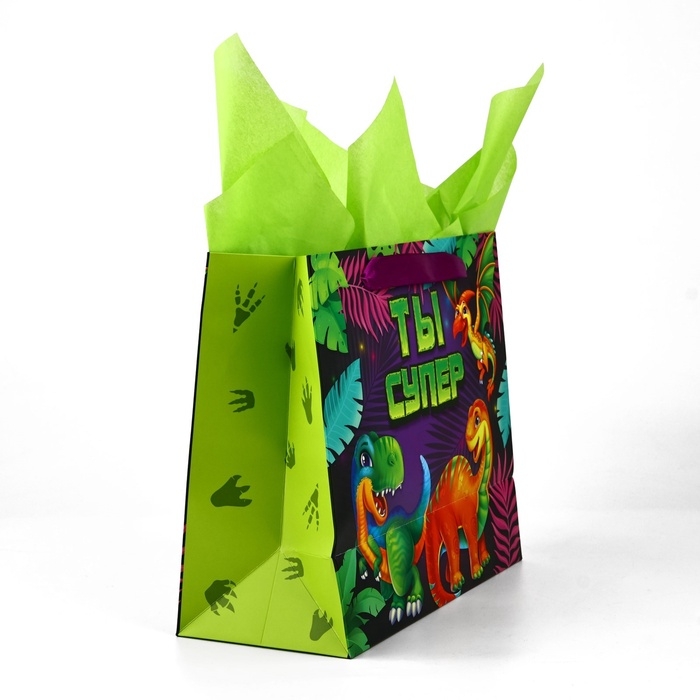 Пакет ламинированный двухсторонний «Динозаврики», с тишью и открыткой, ML, 23 × 27 × 11,5 Пакет ламинированный двухсторонний «Динозаврики», с тишью и открыткой, ML, 23 × 27 × 11,5