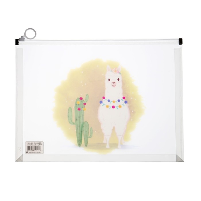 Папка-конверт на молнии формат А4, 180мкр, прозрачная с рисунком Папка-конверт на молнии формат А4, 180мкр, прозрачная с рисунком "Зверушки", МИКС