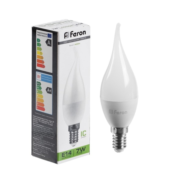 Лампа светодиодная FERON, (7W) 230V E14 4000K на ветру C37T, LB-97 Лампа светодиодная FERON, (7W) 230V E14 4000K на ветру C37T, LB-97