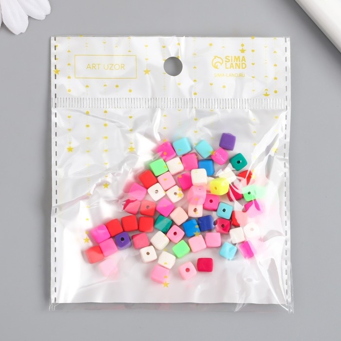 Бусины для творчества PVC Бусины для творчества PVC "Кубики. Яркий карнавал" набор 62 шт 0,6х0,6х0,6 см