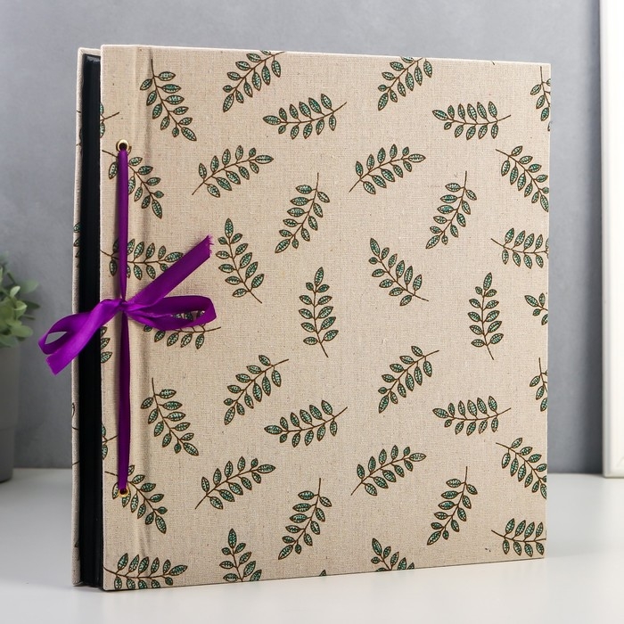 Фотоальбом на 800 фото 10х15 см Фотоальбом на 800 фото 10х15 см "Зелёные веточки" текстиль, чёрные листы 5х33х36 см