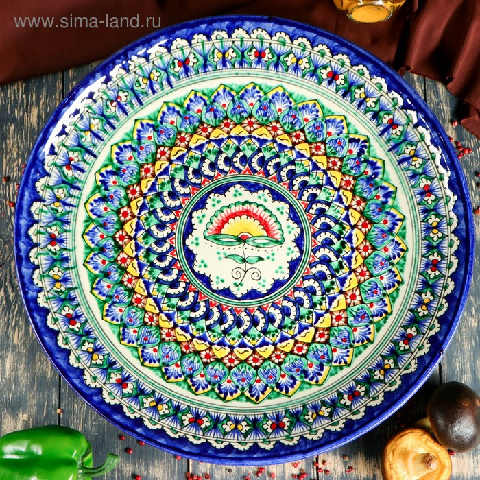 Ляган круглый Риштанская Керамика, 41см МИКС Ляган круглый Риштанская Керамика, 41см МИКС