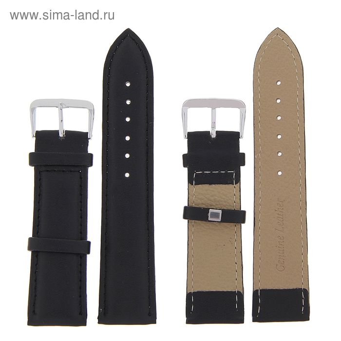 Ремешок для часов Ремешок для часов "Соломон", 22 мм, экокожа, l-20 см, черный,