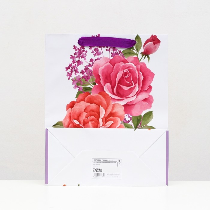 Пакет ламинированный  Пакет ламинированный "Красочные пионы" 26x32x12