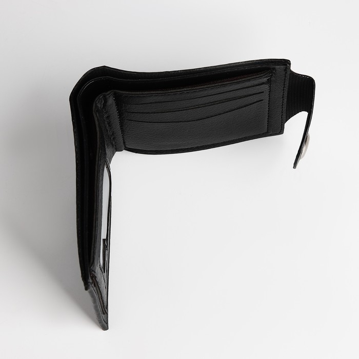 Портмоне мужское на магните, отдел для купюр, карт, монет, цвет чёрный