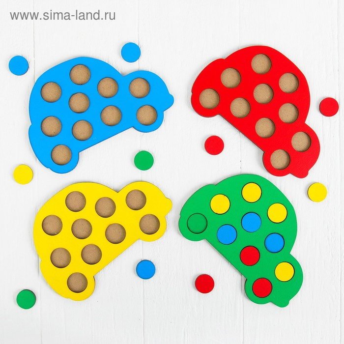 Мозаика «Машины», 4 машины, 40 кружков