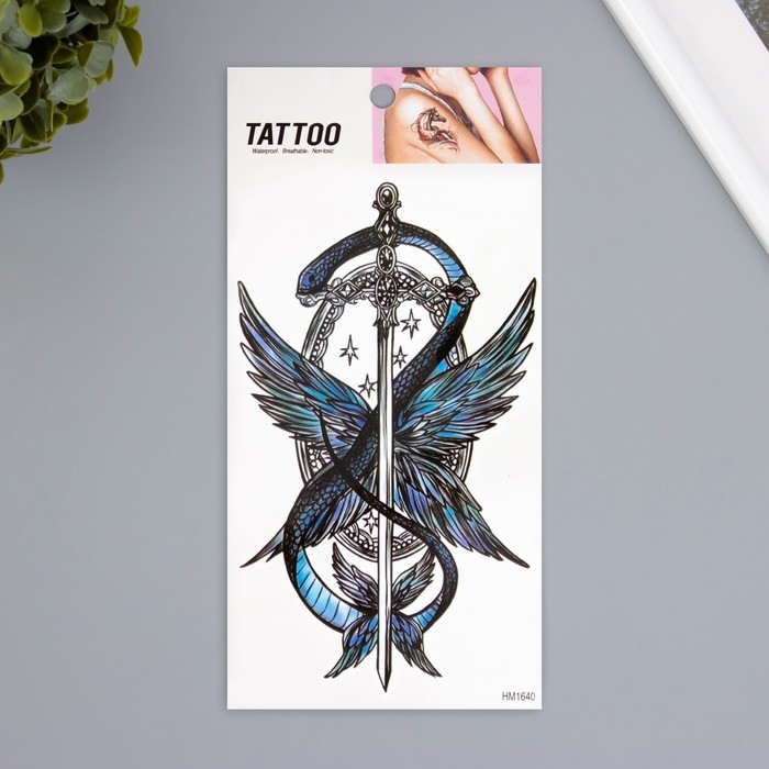 Татуировка на тело цветная Татуировка на тело цветная "Синяя змея" 10х20,5 см