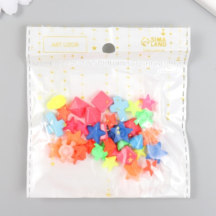 Декор для творчества пластик Декор для творчества пластик "Неоновое ассорти" набор 36 шт 1,7х1,7 см