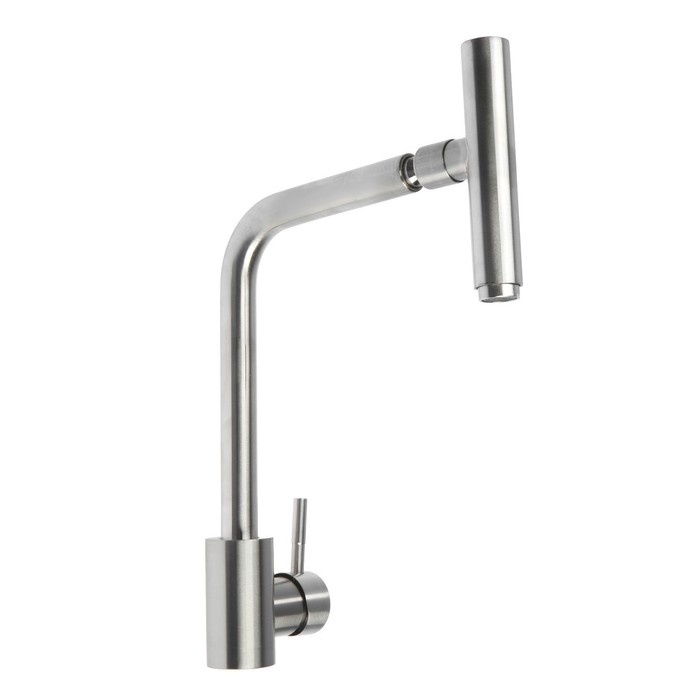 Смеситель для кухни ZEIN ZS-1, Смеситель для кухни ZEIN ZS-1, "микрофон", картридж 35 мм, нержавеющая сталь, сатин