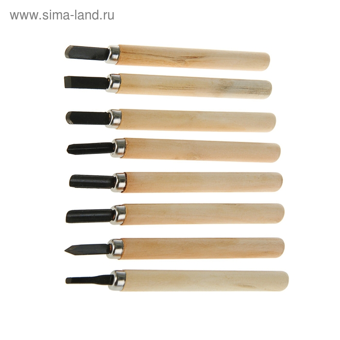 Набор резцов по дереву ЛОМ, деревянная рукоятка, 8 шт. Набор резцов по дереву ЛОМ, деревянная рукоятка, 8 шт.