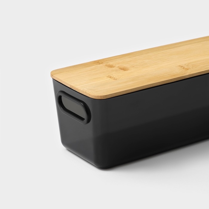 Контейнер для хранения с крышкой LaDо́m «Лаконичность», 28,5×11×10,5 см, цвет тёмно - серый Контейнер для хранения с крышкой LaDо́m «Лаконичность», 28,5×11×10,5 см, цвет тёмно - серый