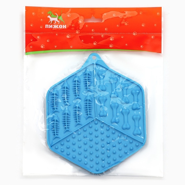 Коврик для лизания на присосках 18,5 х 15,5 см, синий Коврик для лизания на присосках 18,5 х 15,5 см, синий