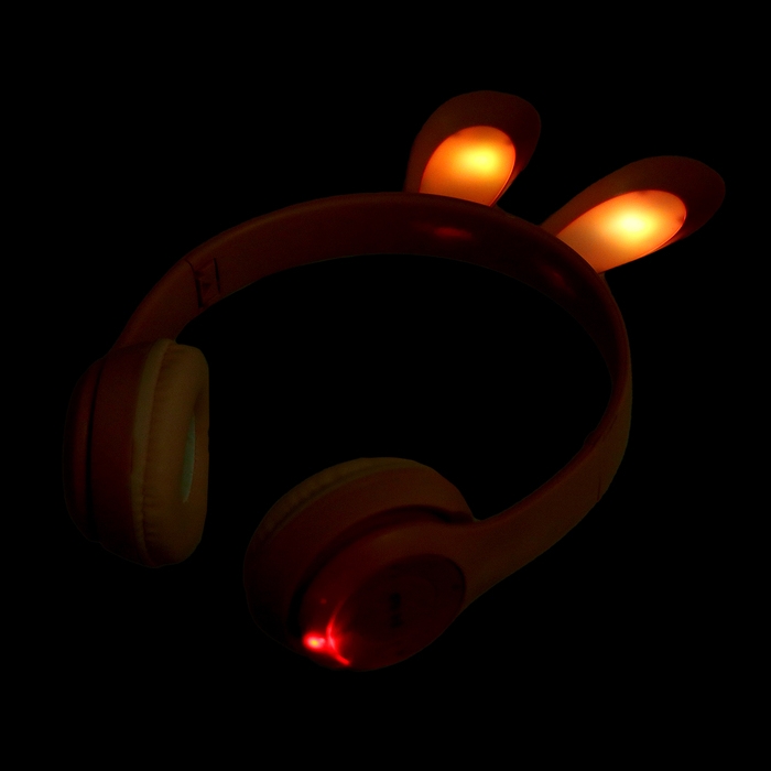 Наушники беспроводные «Зайчик», звуковые и световые эффекты, складные, цвет розовый Наушники беспроводные «Зайчик», звуковые и световые эффекты, складные, цвет розовый